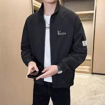 Весенне-осенняя куртка мужская модная красивая куртка с воротником-стойкой молодежная корейская новая повседневная куртка верхняя одежда мужская одежда M