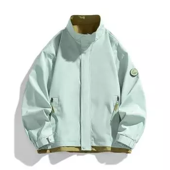 Весенне-осенняя куртка, мужская модная тенденция, новая зеленая повседневная куртка, японская свободная стойка, воротник-стойка, уличная куртка для пар, мужская M