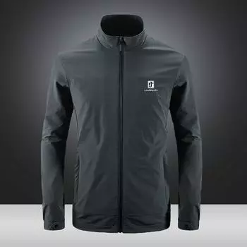 Весенне-осенняя куртка мужская повседневная свободная куртка большого размера быстросохнущая мужская корейская версия воротник-стойка спортивный эластичный однотонный топ мужской M серый
