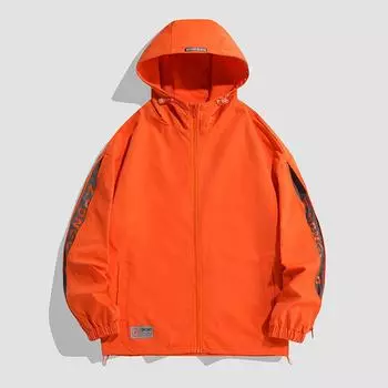 Весенне-осенняя куртка мужская с капюшоном пальто молодежная корейская версия куртка ветровка с кепкой свободный тонкий кардиган M