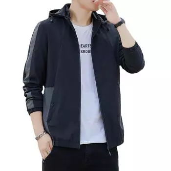 Весенне-осенняя куртка-пилот на молнии с капюшоном для отдыха, мужская молодежная куртка на молнии M