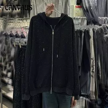 Весенне-осенняя куртка с капюшоном больших размеров, женская свободная возрастная куртка на молнии L чёрный