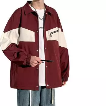 Весенне-осенняя куртка с лацканами, мужская, красивая, свободная, в стиле Гонконга, японская, универсальная, большого размера, повседневная куртка для мужчин M