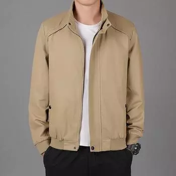 Весенне-осенняя куртка с лацканами, мужская повседневная свободная одежда для людей среднего возраста, одежда, мужской кардиган, куртка M хаки