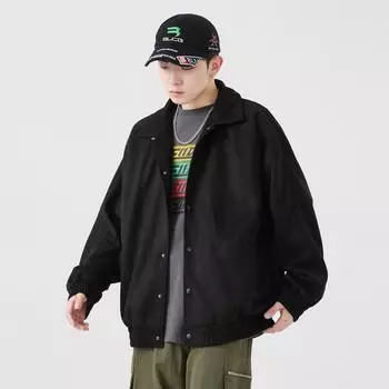 Весенне-осенняя куртка с лацканами, мужская повседневная японская ретро-свободная ветрозащитная рабочая куртка, модная мужская одежда M