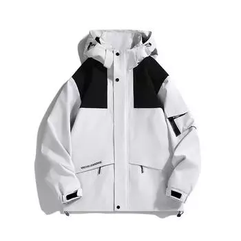Весенне-осенняя куртка штурмовика для активного отдыха Куртка для альпинизма с капюшоном Ветрозащитная водонепроницаемая куртка XXXXXL белый