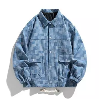 Весенне-осенняя куртка в стиле гавани, мужская джинсовая длинная бальная рубашка, красивые стильные мужские свободные повседневные повседневные популярные все удобные S