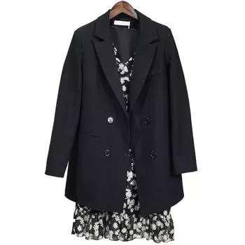 Весенне-осенняя куртка Xiaoxi женская средней длины, новая куртка в корейском стиле, женская повседневная черная свободная маленькая куртка S