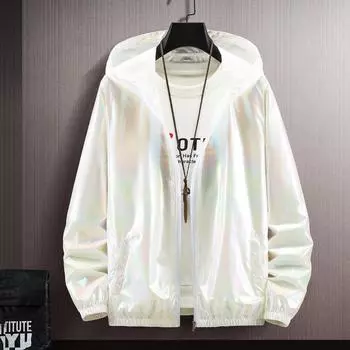 Весенне-осенняя куртка женская большого размера, свободные тонкие топы с капюшоном для пар, синяя водонепроницаемая рабочая одежда, куртка мужская и женская солнцезащитная одежда XL белый