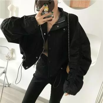 Весенне-осенняя куртка женская короткая обтягивающая универсальная бейсбольная куртка новая мода Ins трендовая повседневная куртка S within 47.5 kg