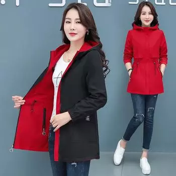 Весенне-осенняя куртка, женское свободное пальто, новинка 2022 года, двусторонний Тренч, ветровка средней длины, большие размеры M