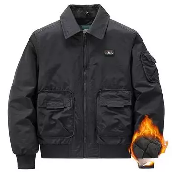 Весенне-осенняя летная куртка с хлопком, однотонная мужская куртка среднего возраста, американская бейсбольная форма для мужчин M