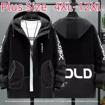 Весенне-осенняя лоскутная рабочая одежда больших размеров для полных мужчин, ветровка для полных, свободная куртка 4XL-12XL 12XL чёрный
