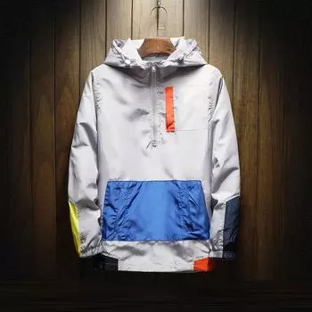 Весенне-осенняя лоскутная уличная куртка, мужская повседневная ветровка с капюшоном и принтом ARRI, мужское пальто в стиле хип-хоп Homme M белый