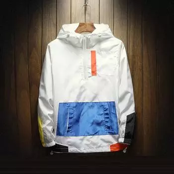 Весенне-осенняя лоскутная уличная куртка, мужская повседневная ветровка с капюшоном и принтом ARRI, мужское пальто в стиле хип-хоп Homme M чёрный