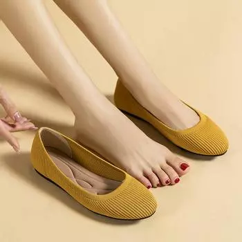 Весенне-осенняя мода для отдыха, женская обувь на плоской подошве с круглым носком, вязаная удобная эксклюзивная обувь, женские туфли-лодочки для офиса 34 чёрный