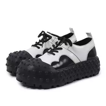 Весенне-осенняя мода на толстой подошве со шнуровкой, женская обувь без застежек, повседневная, универсальная, лаконичная, однотонная обувь для женщин 35