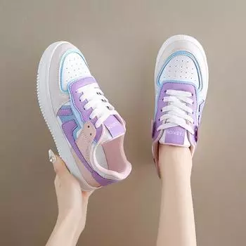 Весенне-осенняя мода, новые повседневные удобные дышащие спортивные туфли с круглым носком и толстой подошвой, со случайными буквами на верхней части 35 белый