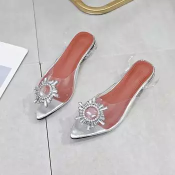 Весенне-осенняя мода, новые сексуальные банкетные прозрачные удобные женские туфли со стразами на высоком каблуке Zapatos Mujer 35 серебряный