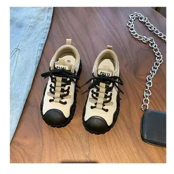 Весенне-осенняя мода, универсальные туфли с круглым носком, женская мягкая подошва, на шнуровке, повседневная, простая, сращивание, ретро, на плоской подошве, Zapatos Mujer 35 хаки