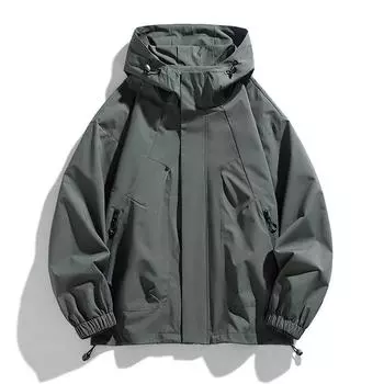 Весенне-осенняя модная мужская куртка больших размеров, японская повседневная куртка с капюшоном, куртка M хаки