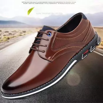 Весенне-осенняя модная мужская обувь, мужские кожаные туфли-оксфорды, повседневные деловые свадебные модельные туфли на шнуровке 38 чёрный