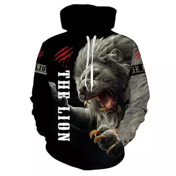 Весенне-осенняя модная мужская толстовка с 3D принтом льва, уличная одежда, одежда для пар, пуловеры с длинными рукавами для бега, повседневный спортивный костюм S