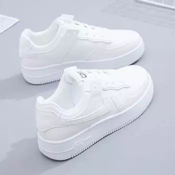 Весенне-осенняя модная новая повседневная удобная дышащая спортивная обувь с круглым носком на толстой подошве и случайными буквами на верху 35