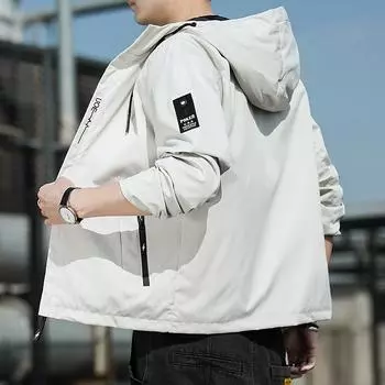 Весенне-осенняя модная однотонная куртка с капюшоном большого размера, мужская повседневная свободная удобная куртка S