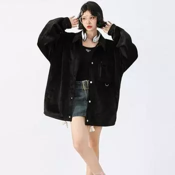 Весенне-осенняя модная свободная куртка для пары, мужское вельветовое повседневное пальто S белый