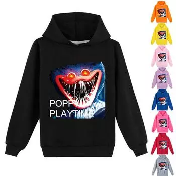 Весенне-осенняя модная толстовка унисекс с длинными рукавами и принтом «Поппи» для мальчиков и девочек, детская одежда с принтом «Поппи», для мальчиков и девочек, от 4 до 14 лет. 170