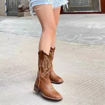 Весенне-осенняя модная женская обувь, новые высококачественные квадратные носки, подходящие по цвету, на среднем каблуке, с молнией сзади, женские полусапожки 35