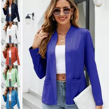 Весенне-осенняя модная женская повседневная куртка с карманами и топом XXXXXL белый