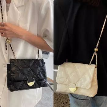 Весенне-осенняя модная женская сумка с цепочкой Lingge Модная простая сумка через плечо на одно плечо