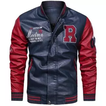 Весенне-осенняя молодежная бейсбольная куртка флисовая куртка из искусственной кожи мужская мотоциклетная куртка M белый
