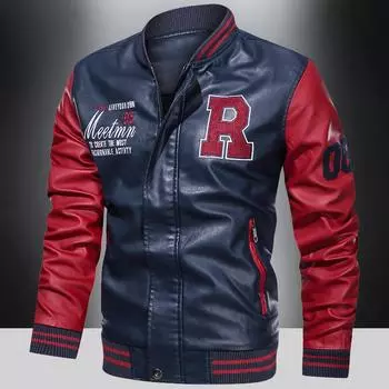 Весенне-осенняя молодежная бейсбольная куртка, флисовая куртка из искусственной кожи, мужская мотоциклетная куртка, мужская куртка M белый