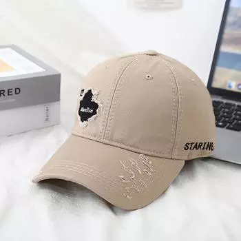 Весенне-осенняя мягкая бейсболка с вышитыми буквами, стираемая, модная, дышащая, мужская и женская, европейская и американская, кепка для активного отдыха M56-58cm чёрный