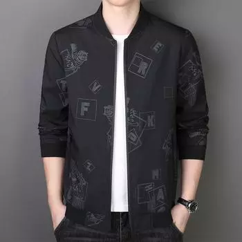 Весенне-осенняя мужская бейсбольная куртка среднего и пожилого возраста в деловом стиле, дышащая бархатная термостойкая бейсбольная куртка с воротником M