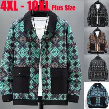 Весенне-осенняя мужская джинсовая куртка в стиле пэчворк, джинсовая куртка больших размеров в этническом стиле, осенняя мужская куртка 4XL-10XL 10XL чёрный