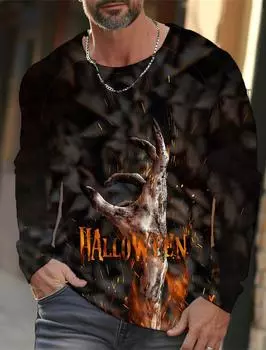 Весенне-осенняя мужская футболка с длинным рукавом и принтом паутины в 3D-стиле, мужская уличная одежда с круглым вырезом и длинным рукавом, футболки S