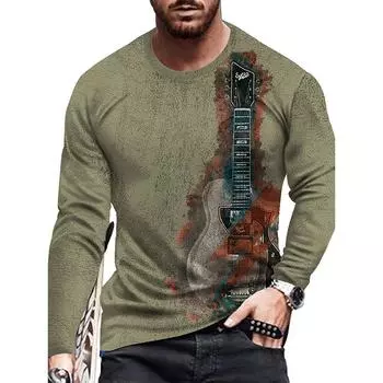 Весенне-осенняя мужская футболка с длинным рукавом и круглым вырезом, мужская повседневная футболка.