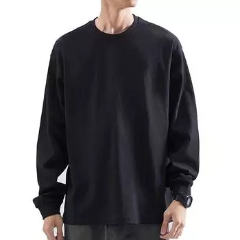 Весенне-осенняя мужская хлопковая футболка с длинным рукавом, мужская весенне-осенняя версия, трендовая 100% хлопковая нижняя часть рубашки с принтом сверху L белый