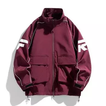 Весенне-осенняя мужская и женская куртка с воротником-стойкой Windstorm, гонконгская модная брендовая новая повседневная свободная нишевая куртка Ins M чёрный