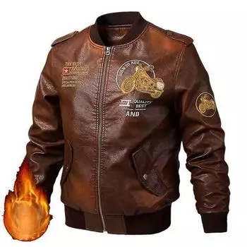 Весенне-осенняя мужская кожаная куртка Pu Locomotiv Baseball Leather Jacket Men Jacket M зелёный