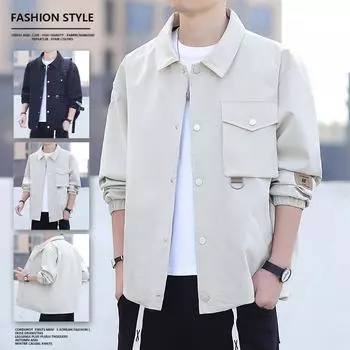 Весенне-осенняя мужская куртка без капюшона, новый ветрозащитный топ с зелеными лацканами, рабочая одежда, модная куртка, мужская одежда M