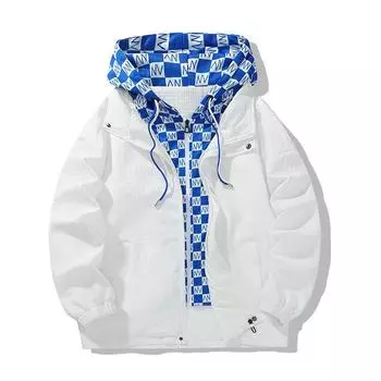 Весенне-осенняя мужская куртка больших размеров, свободная, повседневная, универсальная, молодежная, красивая куртка с клетчатым принтом, имитация двухкомпонентной одежды M чёрный