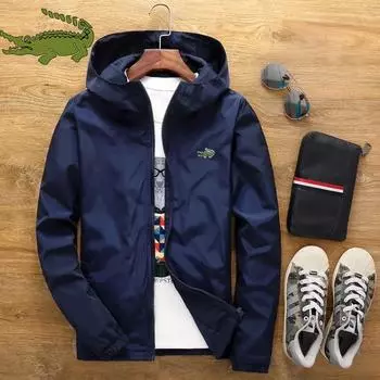 Весенне-осенняя мужская куртка-бомбер с капюшоном, большие размеры, ветрозащитная и водонепроницаемая спортивная одежда, куртка на молнии с вышивкой, пальто S темно-синий
