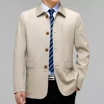 Весенне-осенняя мужская куртка из чистого хлопка, деловая повседневная мужская короткая ветровка для пап среднего возраста, тонкая куртка сверху 170