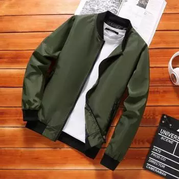 Весенне-осенняя мужская куртка, пальто, простая однотонная бейсбольная куртка с застежкой-молнией, ветровка, пальто для велоспорта S серый