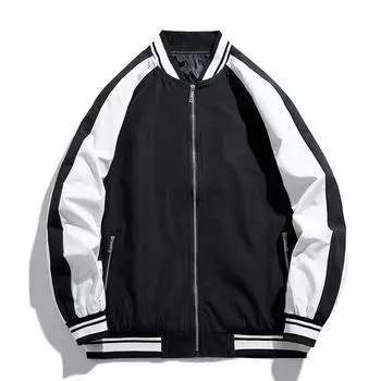 Весенне-осенняя мужская куртка, повседневная, свободная, с круглым вырезом, парное пальто, молодежная бейсбольная одежда M зелёный